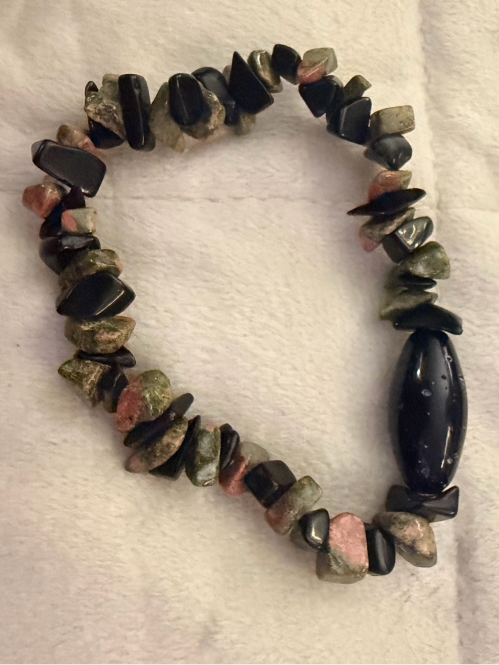 Handcrafted Black, Green and Pink Stone Beaded Bracelet